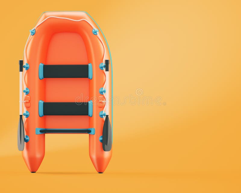 Inflatable boat on orange background