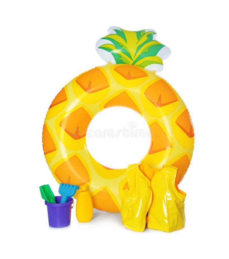Inflatable Ring, Vest and Beach Toys Isolated Stock Photo Image of