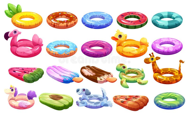 Inflatable rubber swim pool ring cartoon vector royalty free illustration