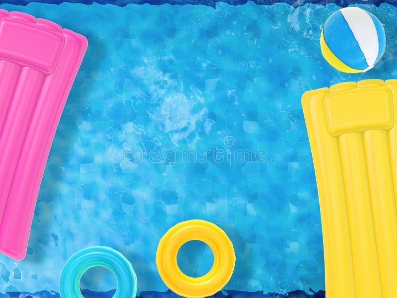 Inflatable toys floating on pool royalty free stock photos