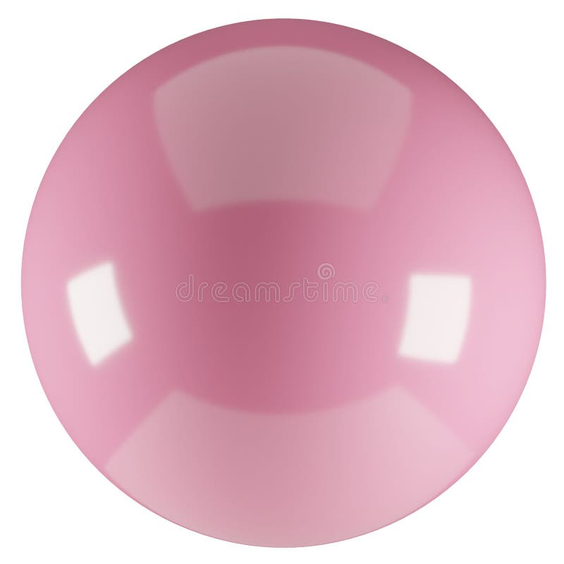 Inflated glossy pink bubble illustration. 3D render of latex ball with glint. Graphic dot, symbol, object vector illustration