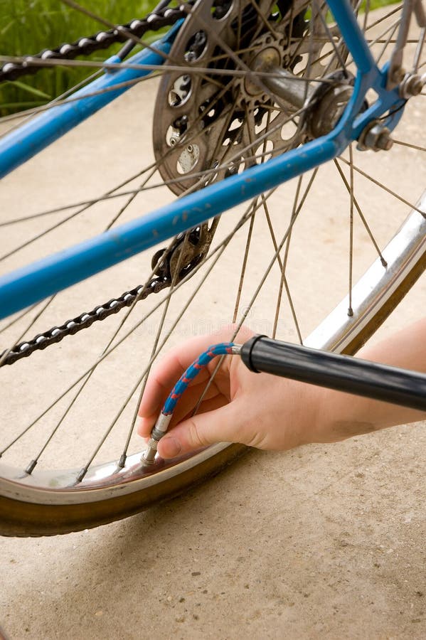 Inflating the tire of a bicycle