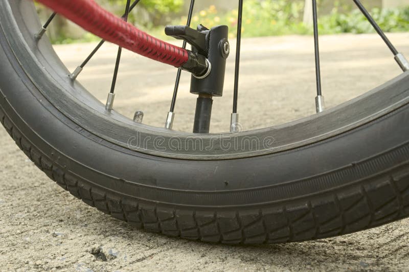 Inflating Used Bicycle Wheel Stock Photo Image of bike, hose 43583504