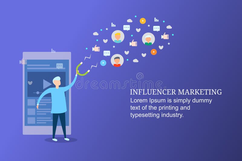 Influencer-Marketing, Social Media-Verpflichtung, neues Publikum anziehend, zufriedenes Virenkonzept vektor abbildung Influencer-Marketing, Social Media-Verpflichtung, neues Publikum anziehend, zufriedenes Virenkonzept vektor abbildung