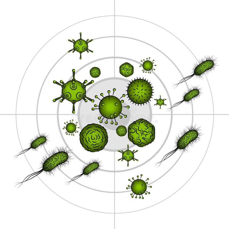 Influenza viruses and E coli Bacteria royalty free illustration