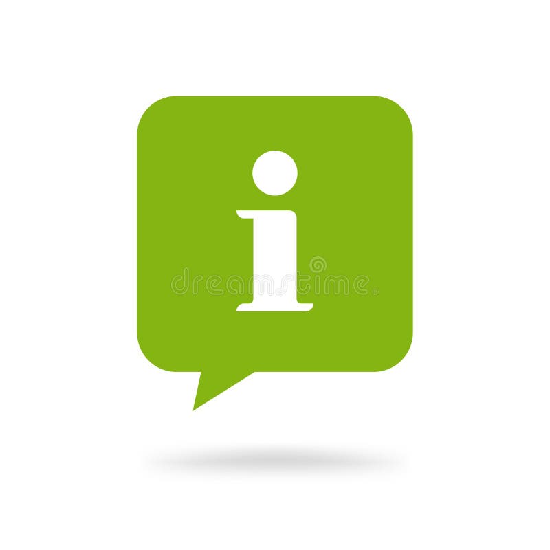 Info help sign icon vector symbol, flat green square information bubble speech mark isolated pictogram. Info help sign icon vector symbol, flat green square information bubble speech mark isolated pictogram