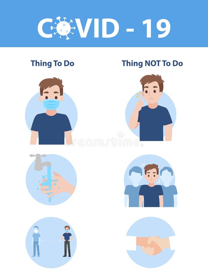 Info graphic elements the signs and corona virus, Thing to do and thing not to do of COVID - 19