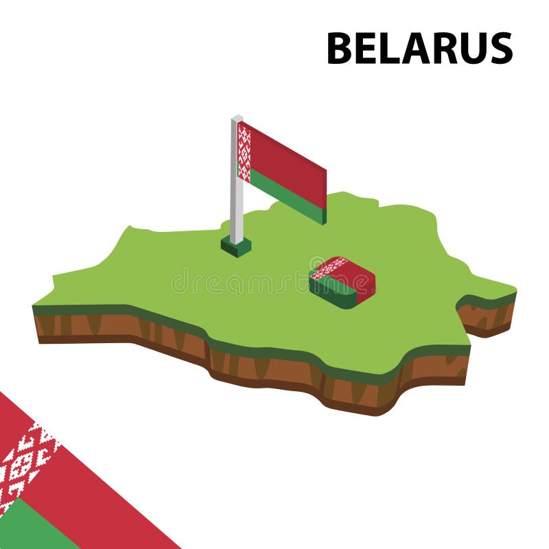 Info graphic Isometric map and flag of Belarus. 3D isometric Vector Illustration stock illustration Info graphic Isometric map and flag of Belarus. 3D isometric Vector Illustration stock illustration