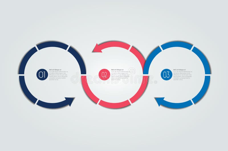 Infografisk design med 3 alternativpilcirklar infografiskt element