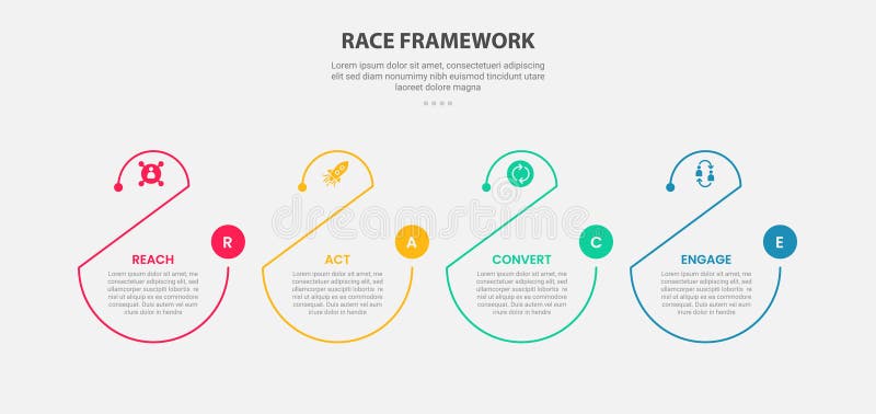 Infografisk dispositionsstil med 4 punkters mall med kreativt halvcirkelformssegment för bildpresentation royaltyfri illustrationer