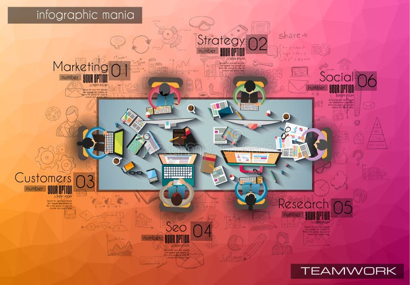 Infograph tła szablon z temworking brainstorming ta ilustracja wektor Infograph tła szablon z temworking brainstorming ta ilustracja wektor