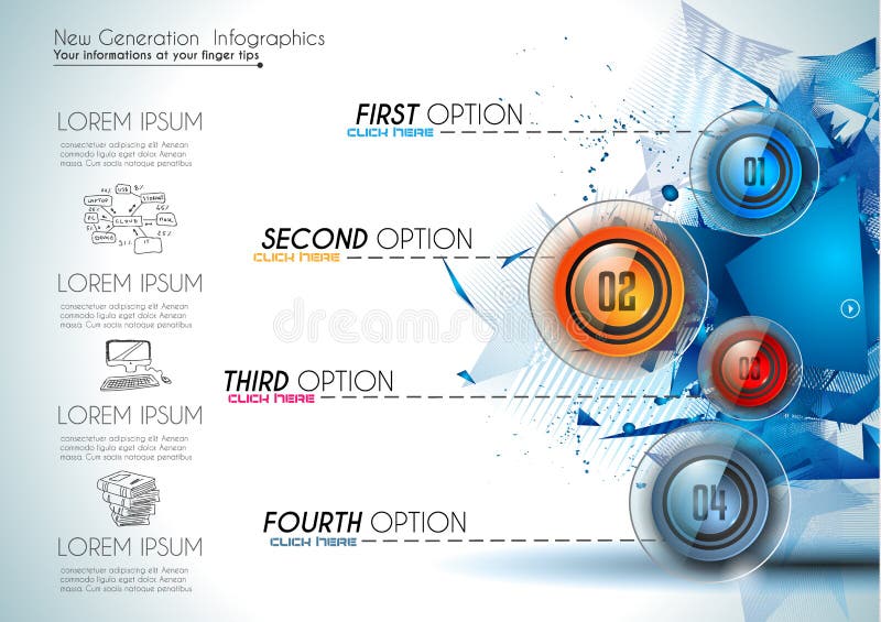 Infographic Abstract template with 4 choices glass buttons