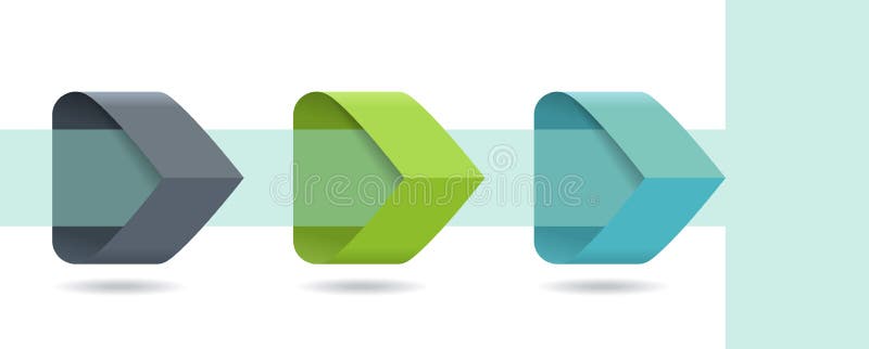 Infographic arrows with 3 step up options and glass elements. Template in flat design style. stock illustration Infographic arrows with 3 step up options and glass elements. Template in flat design style. stock illustration