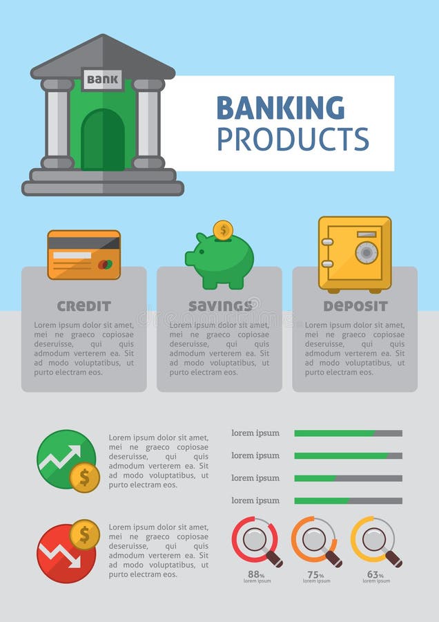 Infographic of Banking Products. Vector Illustration Decorative