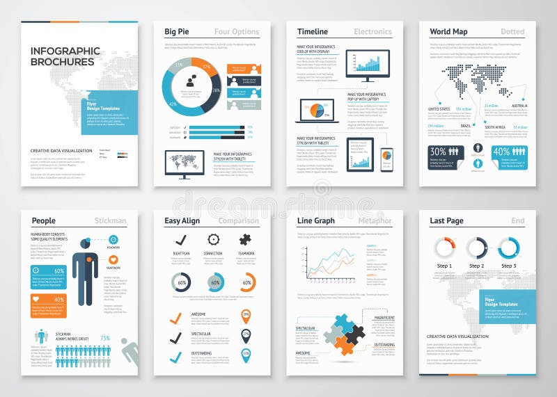 Infographic brochure elements for business data visualization stock illustration