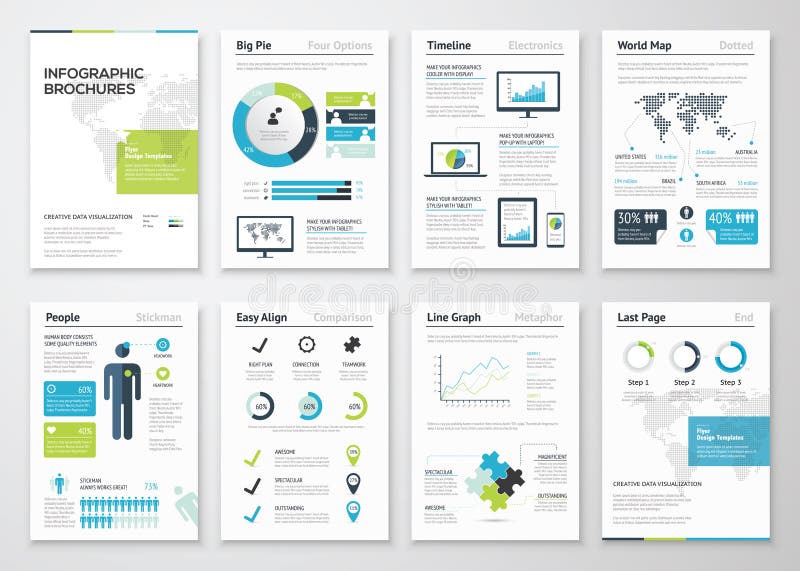 Infographic brochures for business data visualization royalty free illustration