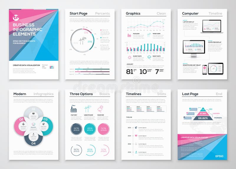 Infographic business brochure templates for data visualization vector illustration
