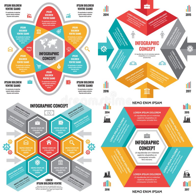 Infographic business concept vector layouts in flat style design for presentation, brochure, website and other creative projects. stock illustration