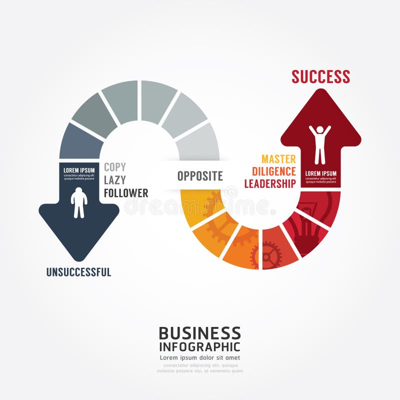 Infographic bussiness. route to success concept template design stock illustration