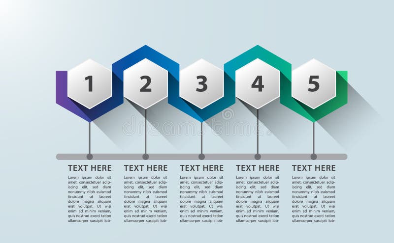 Infographic cinq conception hexagonale de processus de 5 étapes illustration stock Infographic cinq conception hexagonale de processus de 5 étapes illustration stock