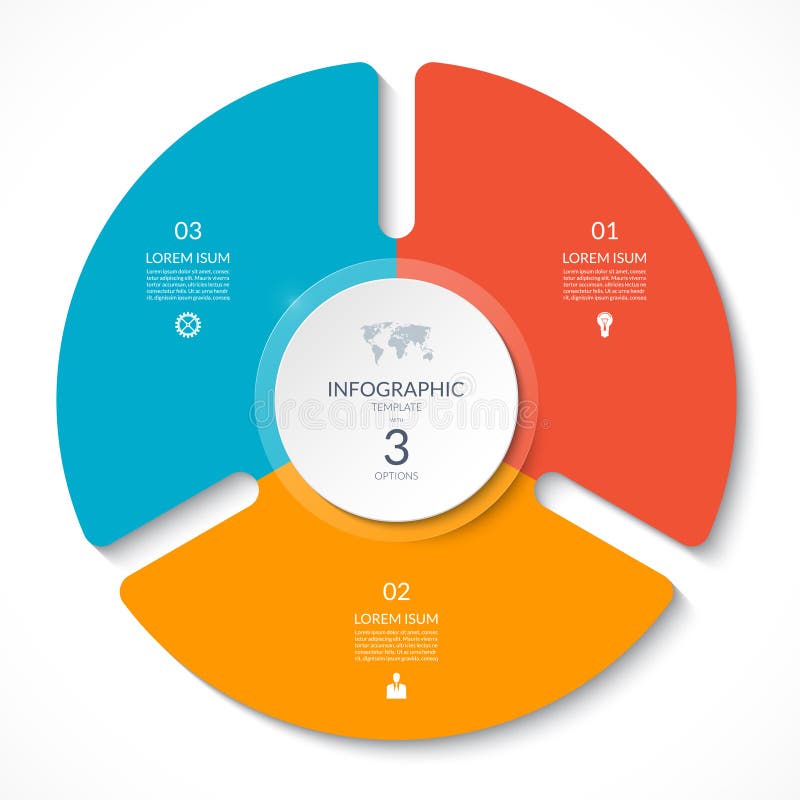 Infographic circle chart. Vector cycle diagram with 3 options. royalty free illustration
