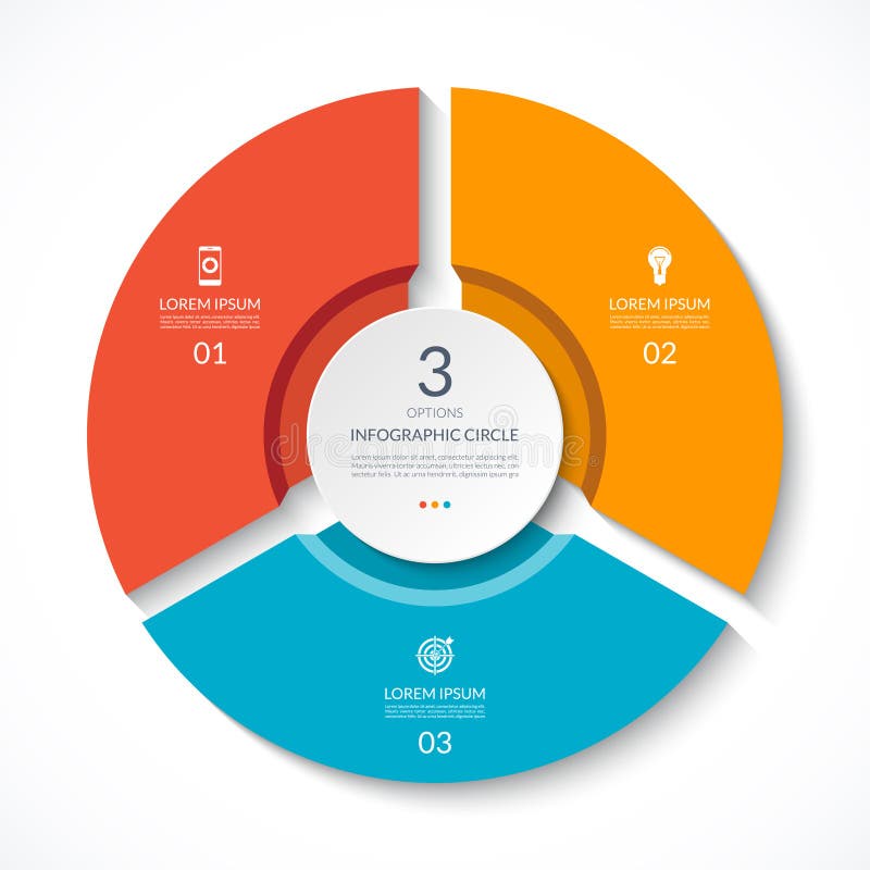 Infographic circle. Process chart. Vector diagram with 3 options. vector illustration