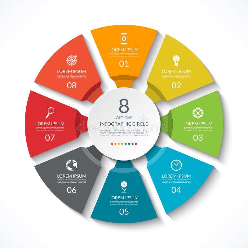 Infographic circle. Process chart. Vector diagram with 8 options. stock illustration