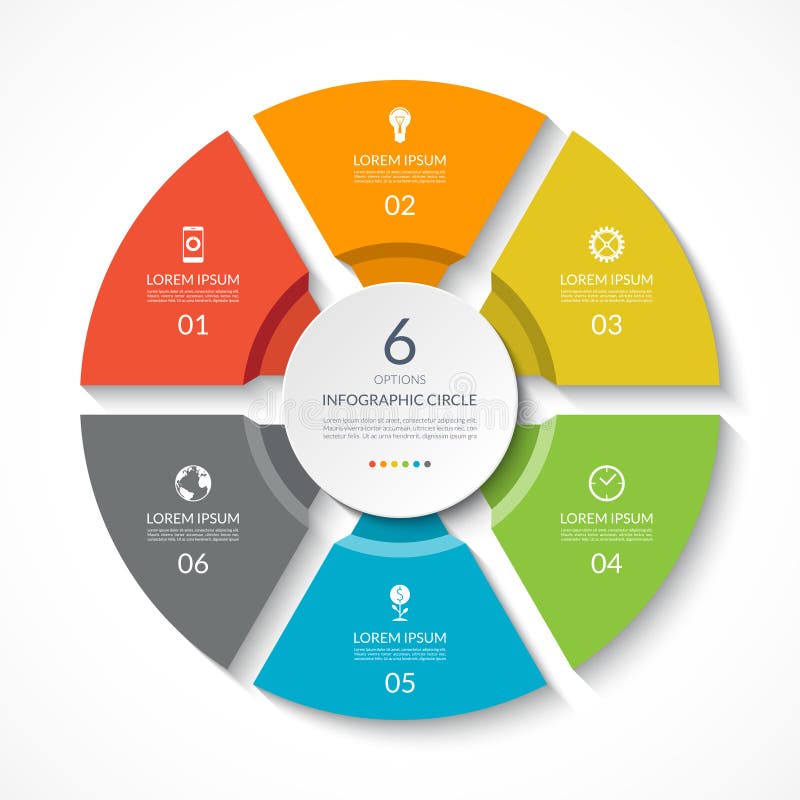 Infographic circle. Process chart. Vector diagram with 6 options. stock illustration