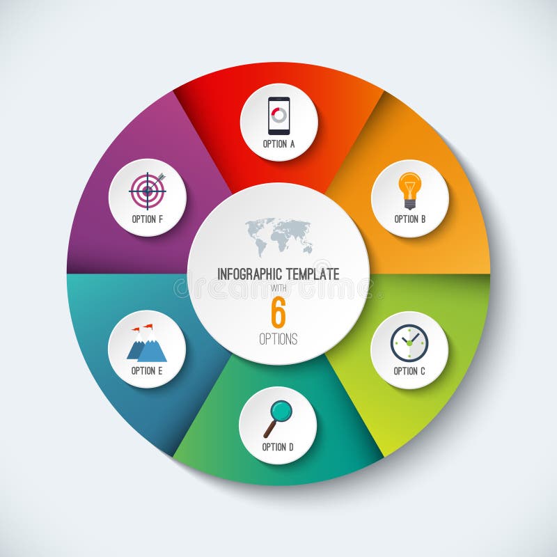 Infographic circle. Vector options banner with 6 steps vector illustration Infographic circle. Vector options banner with 6 steps vector illustration