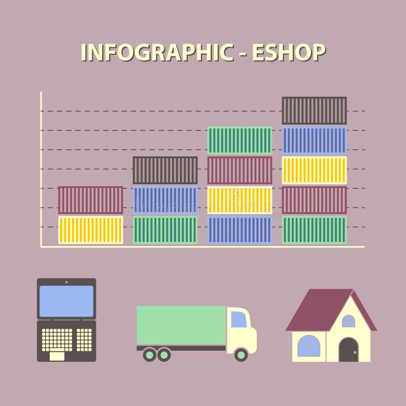 Infographic con el gráfico de la tienda en línea creciente del negocio libre illustration Infographic con el gráfico de la tienda en línea creciente del negocio libre illustration