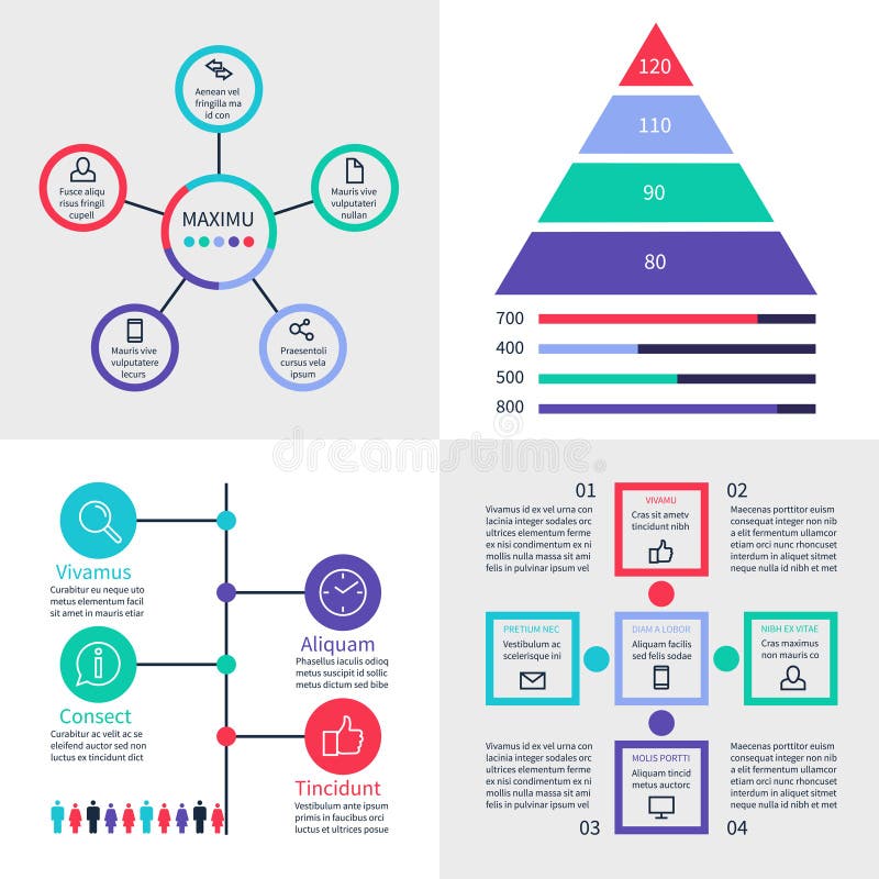 Infographic dashboard. Information banners with finance graphs, pyramid and comparison diagrams vector set royalty free illustration Infographic dashboard. Information banners with finance graphs, pyramid and comparison diagrams vector set royalty free illustration