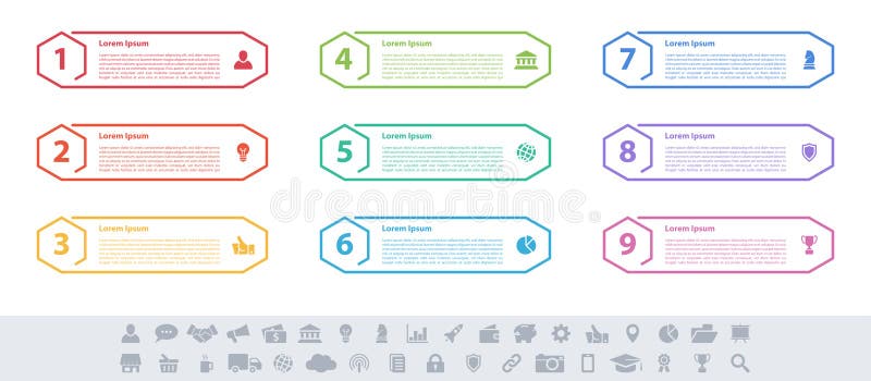 Infographic design business concept with 9 steps royalty free illustration Infographic design business concept with 9 steps royalty free illustration