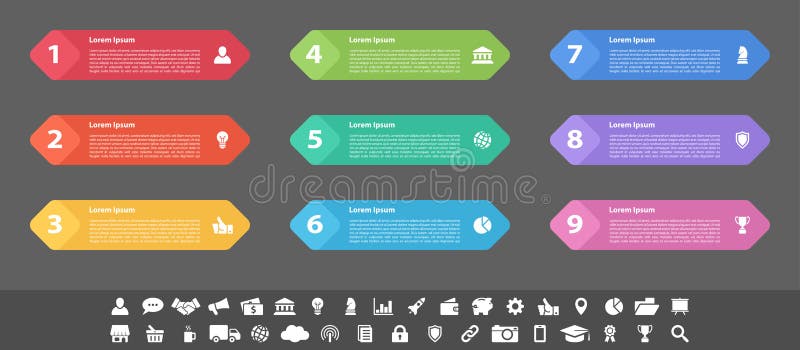 Infographic design business concept with 9 steps stock illustration Infographic design business concept with 9 steps stock illustration