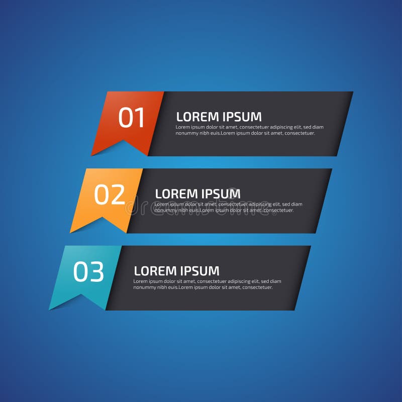 Infographic Design Elements with 3 Different Color, Red, Yellow, Blue
