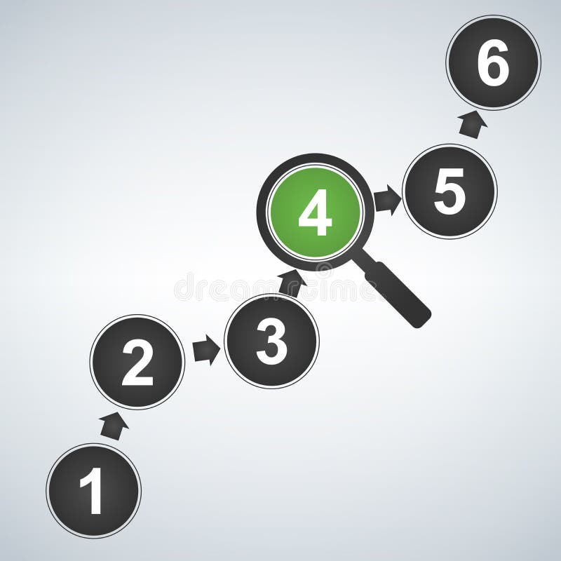 Infographic design elements for your business data with 6 options, parts, steps, timelines or processes and transparent magnifying stock illustration Infographic design elements for your business data with 6 options, parts, steps, timelines or processes and transparent magnifying stock illustration