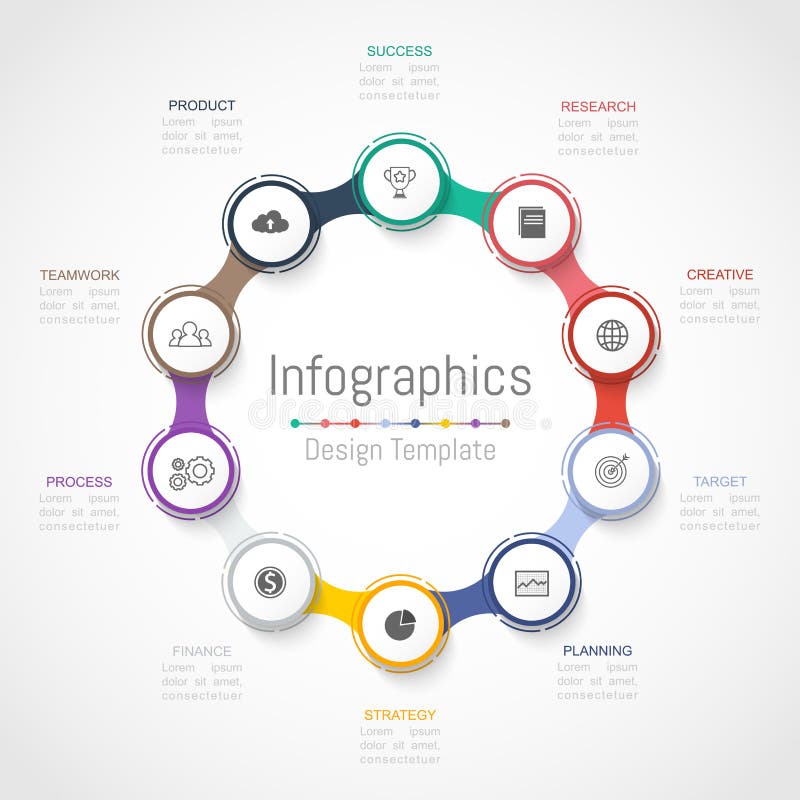 Infographic design elements for your business data with 10 options, parts, steps, timelines or processes. Vector stock illustration Infographic design elements for your business data with 10 options, parts, steps, timelines or processes. Vector stock illustration