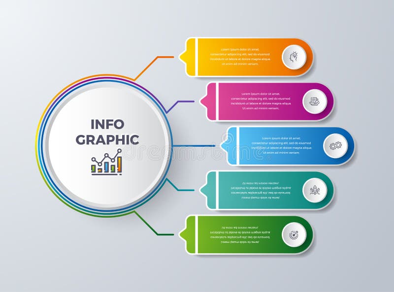 Infographic design with 5 process or steps. Infographic for diagram, report, workflow and more. Infographic with modern and simple