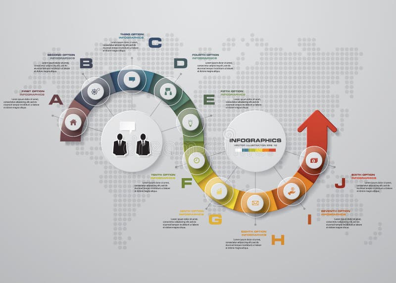 Infographic design template and business concept with 10 options, parts, steps or processes. royalty free illustration