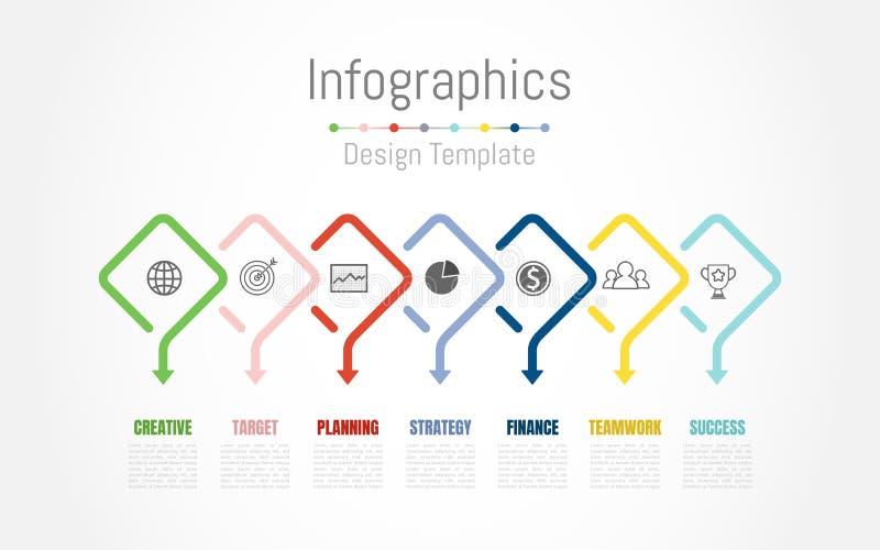 Infographic designbest? ndsdelar f? r dina aff? rsdata med 7 alternativ, delar, moment, timelines eller processar vektor vektor illustrationer