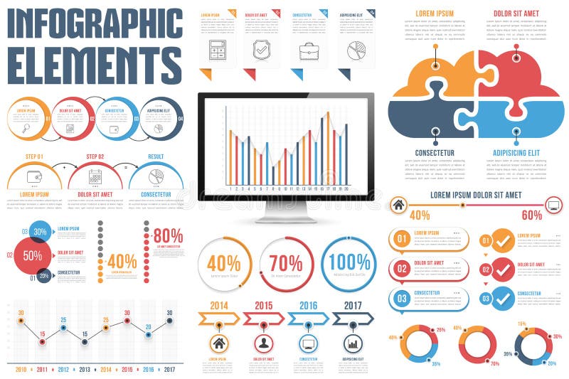 Puzzle Infographics stock vector. Illustration of horizontal - 90471122