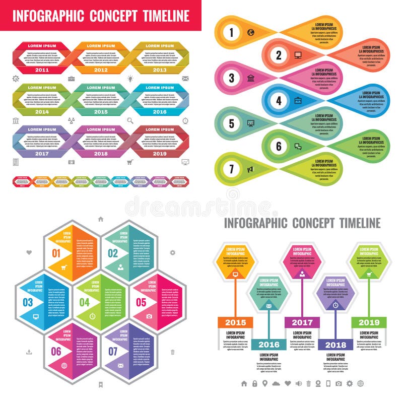 Infographic elements template business concept banners for presentation, brochure, website and other design project. Timeline. stock illustration Infographic elements template business concept banners for presentation, brochure, website and other design project. Timeline. stock illustration