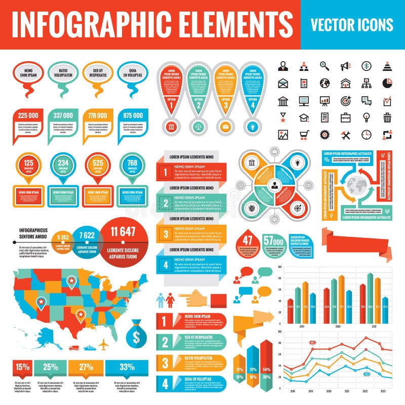 Infographic elements template collection - business vector Illustration for presentation, booklet, website etc. vector illustration