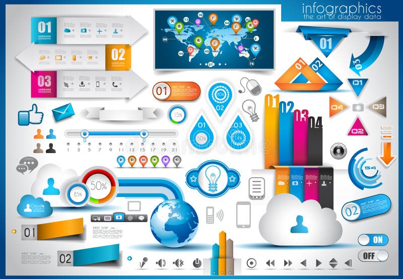 Infographic elementy - set papierowe etykietki ilustracja wektor Infographic elementy - set papierowe etykietki ilustracja wektor