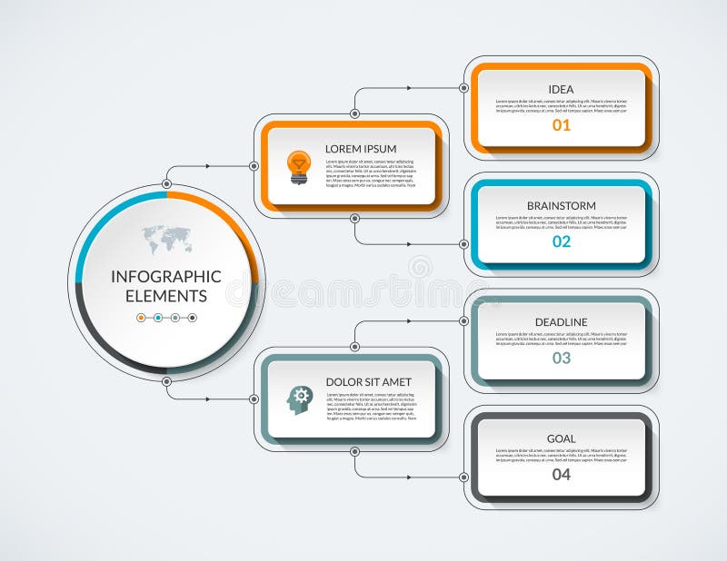 Infographic flow chart with 4 options royalty free illustration