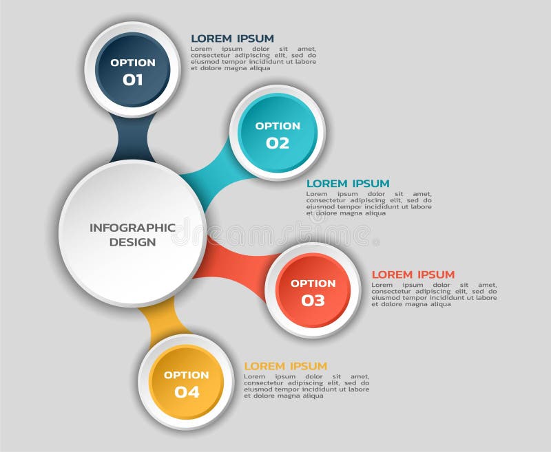 Infographic flowchart with four options. color infographic design with round elements and text royalty free illustration Infographic flowchart with four options. color infographic design with round elements and text royalty free illustration