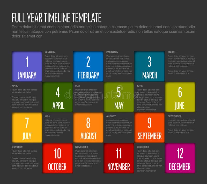 Infographic Full Year Timeline Template With Droplets Stock Vector