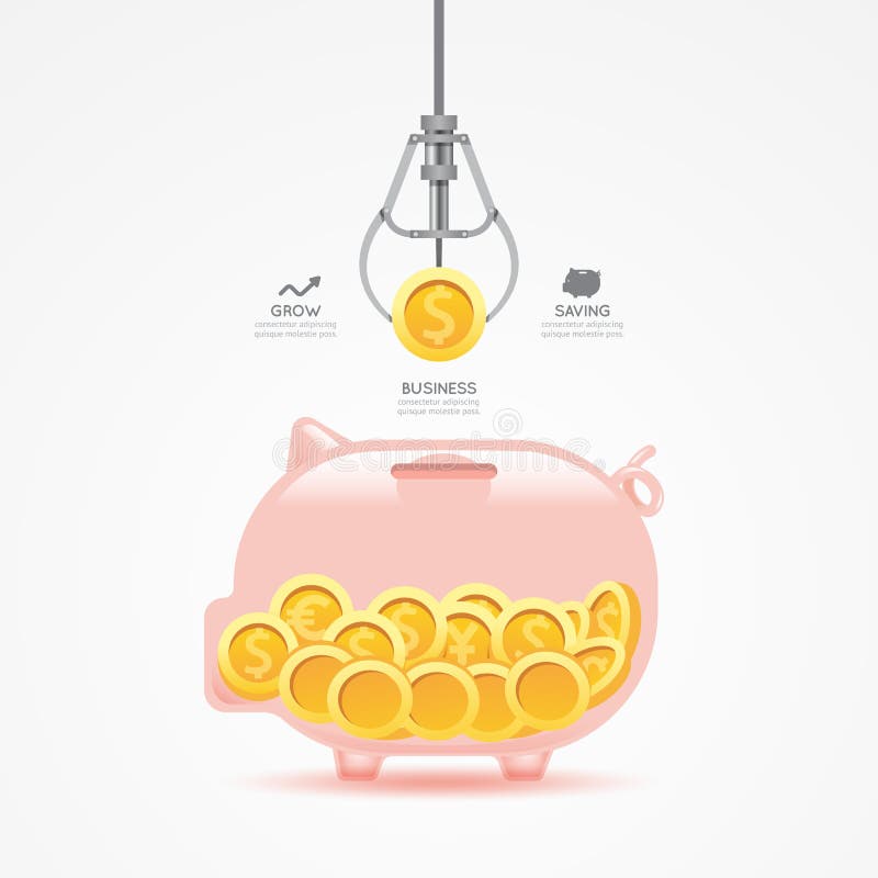 Infographic-Geschäfts-Greiferspiel mit Münzensparschwein vektor abbildung Infographic-Geschäfts-Greiferspiel mit Münzensparschwein vektor abbildung