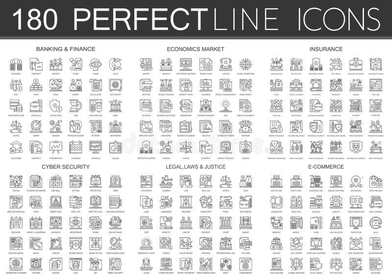 180 infographic het symboolpictogrammen van het overzichts miniconcept van financiënbankwezen, economiemarkt, imsurance, cyber we