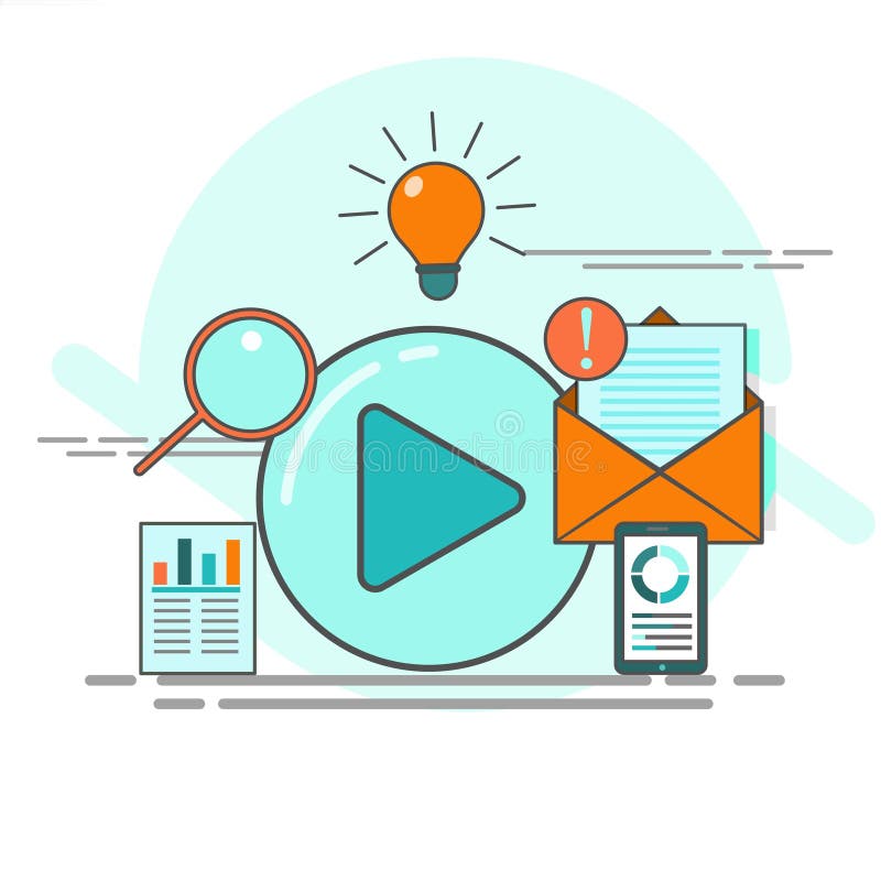Email Marketing Concepts and Online Business Strategies, Advertising, Email newsletters, messaging, web banners, social media. royalty free illustration