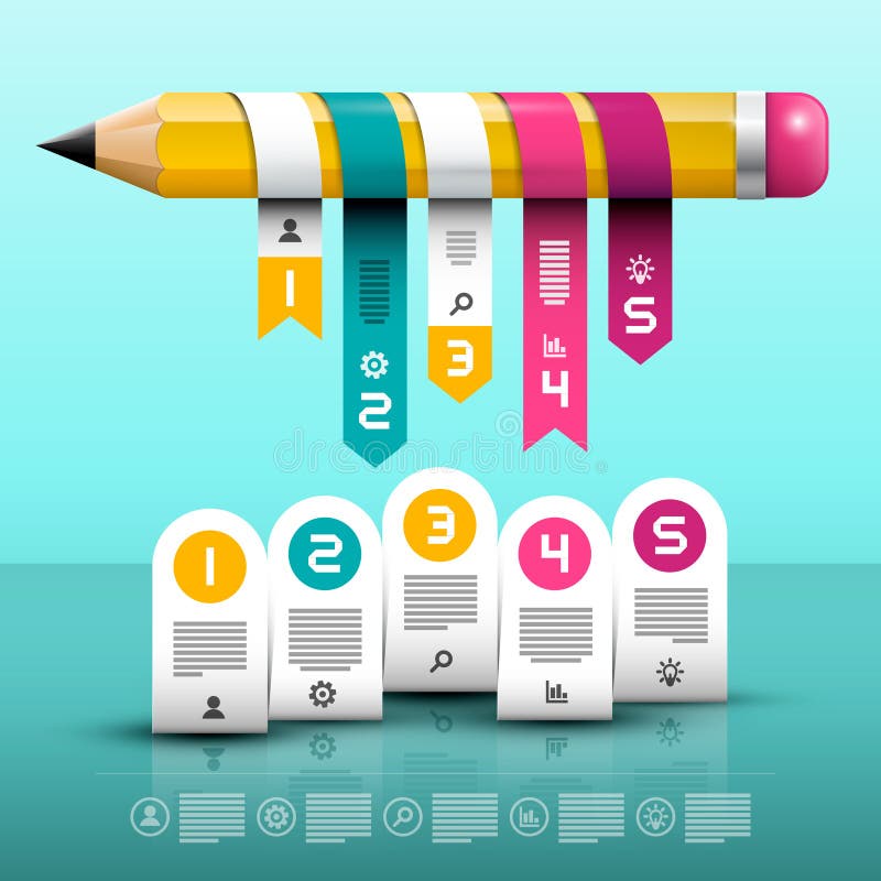Infographic Layout. Vector Infographics Web Design with Big Pencil royalty free illustration Infographic Layout. Vector Infographics Web Design with Big Pencil royalty free illustration